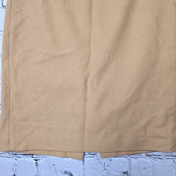 J Crew The Pencil Skirt Wool Classic Tan Straight Preppy Old Money Skirt Size 2 - Picture 4 of 12